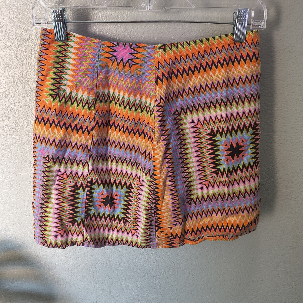 Urban Outfitters Zigzag Mini Skirt - Orange, Pink, Black
